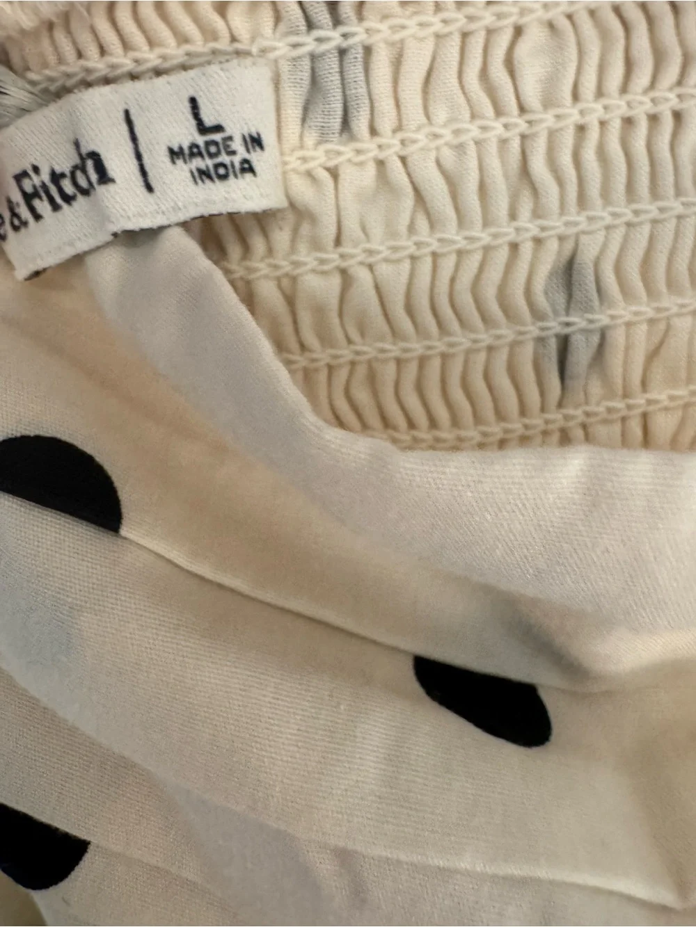 Abercrombie & Fitch Cream Polka Dot Puff Sleeve Midi Dress - Picture 6 of 7